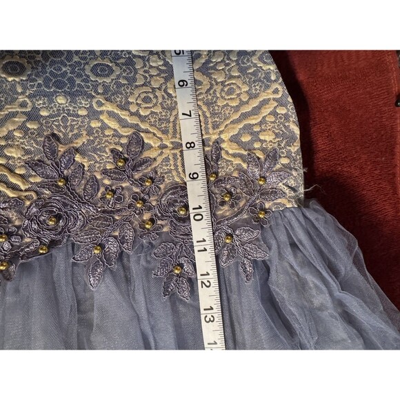 Girls Size 9 Jacquard Dress Sleeveless Dress with Jacket and Bag, Formal Blue - Picture 11 of 16